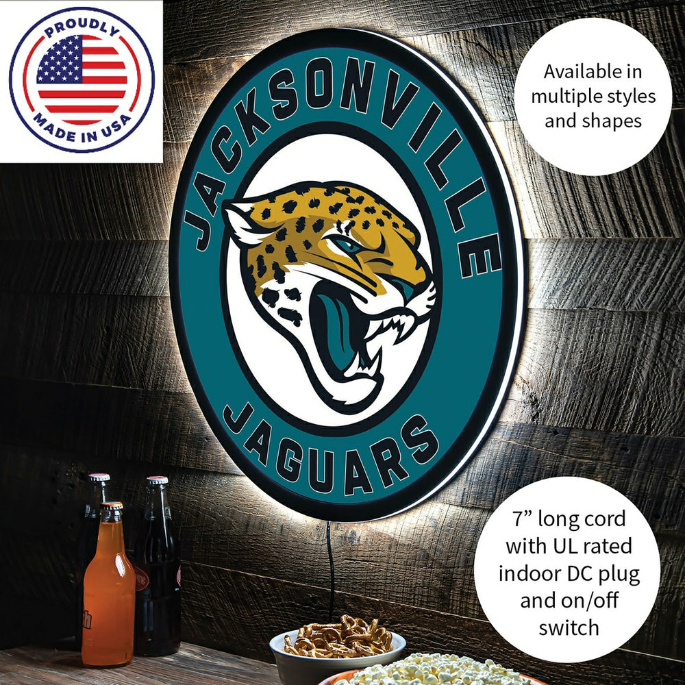 LED Wall Decor, Round, Jacksonville Jaguars