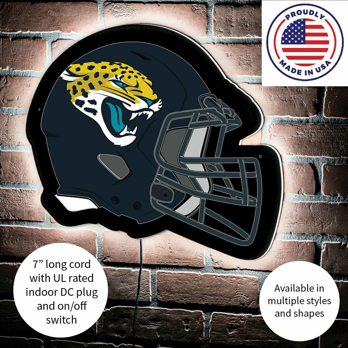 LED Wall Decor, Helmet, Jacksonville Jaguars