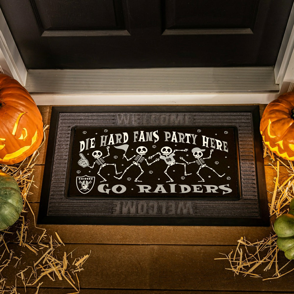 Las Vegas Raiders Flocked Coir Halloween Sassafras Switch Mat, 22"x10"