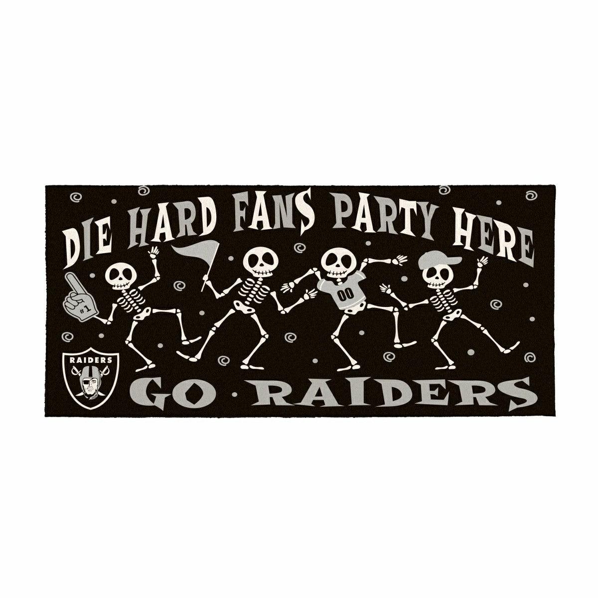 Las Vegas Raiders Flocked Coir Halloween Sassafras Switch Mat, 22"x10"
