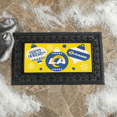 Los Angeles Rams Holiday Flocked Coir Sassafras Switch Mat, 22"x10"