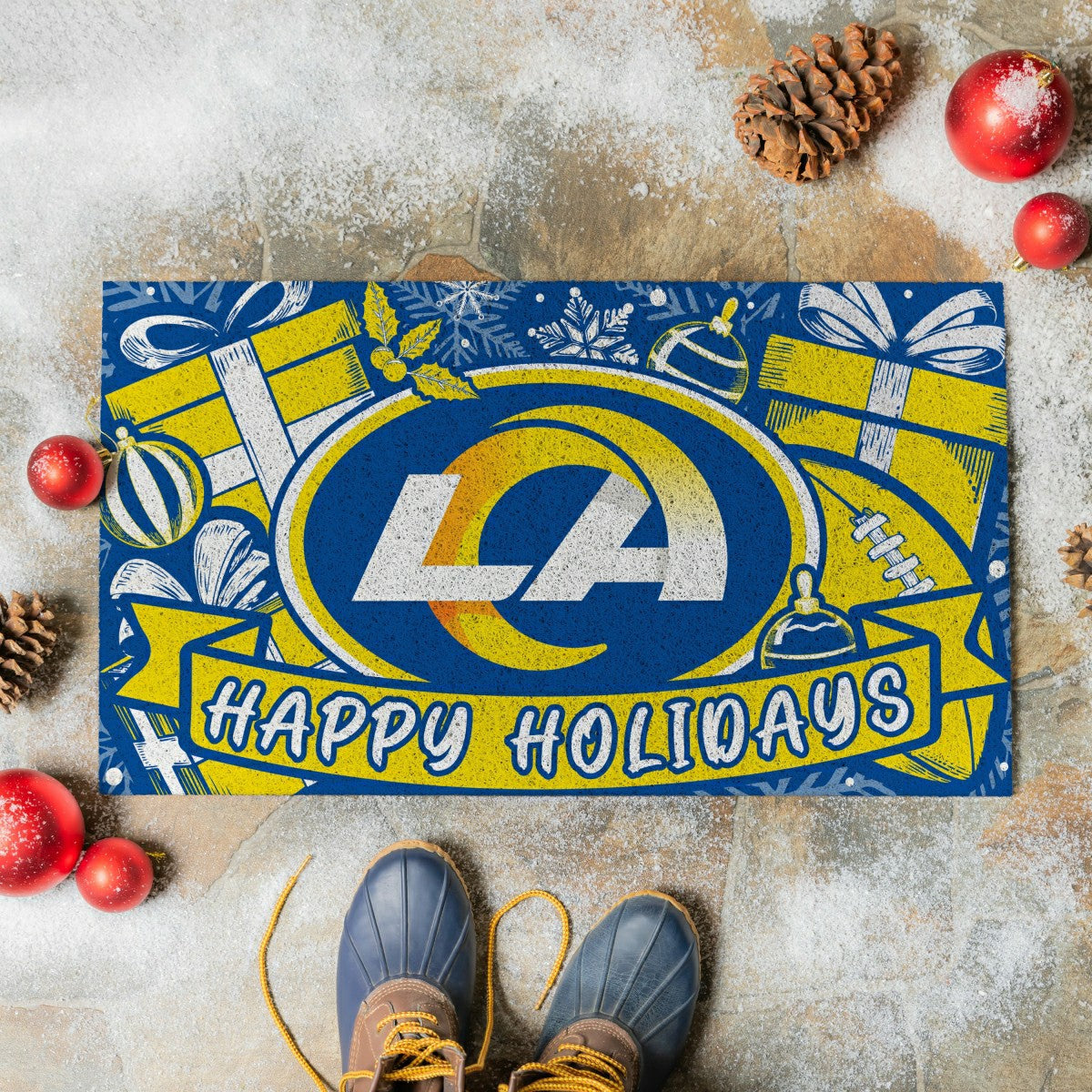 Los Angeles Rams Holiday PVC Mat, 28"x16"