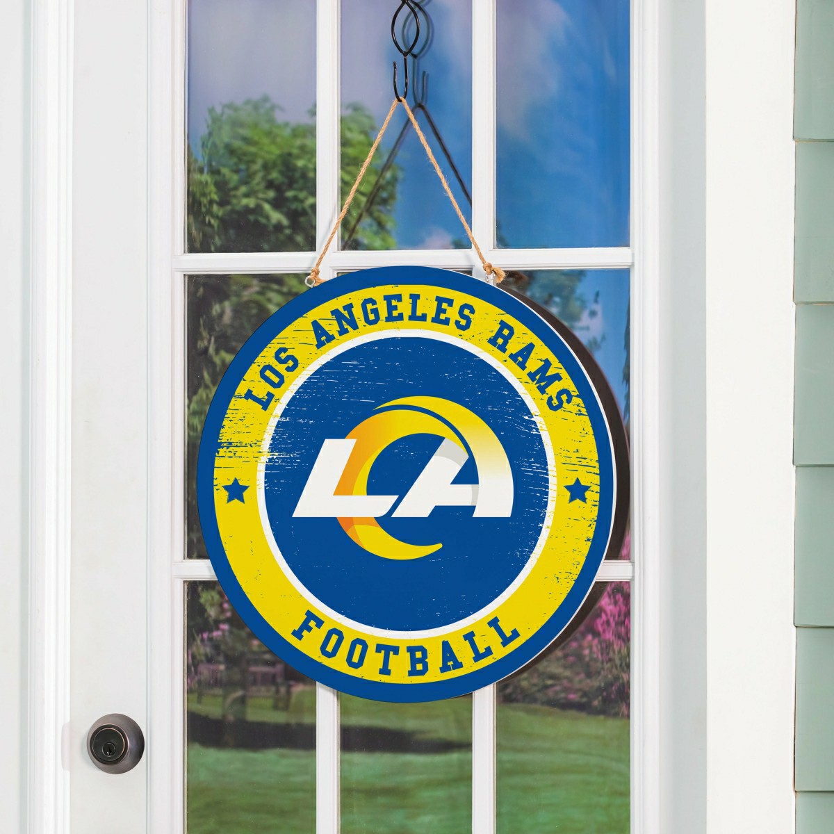 Los Angeles Rams Round Door Décor with Hanging Rope, 18x18