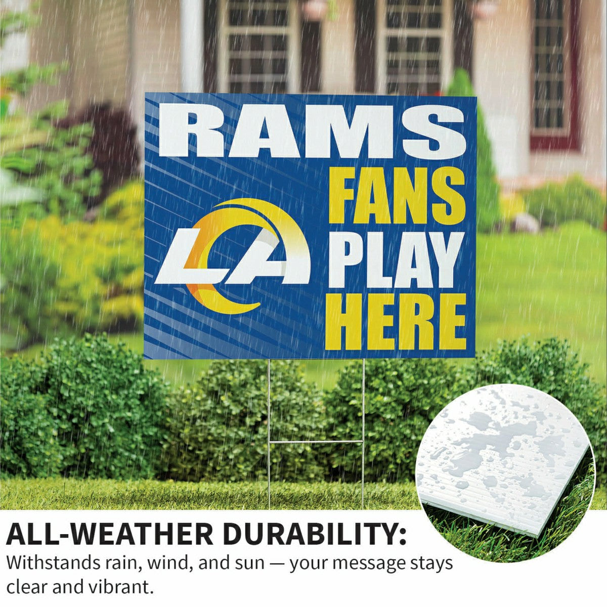 Los Angeles Rams Coroplast Yard Sign "Fans Play Here"