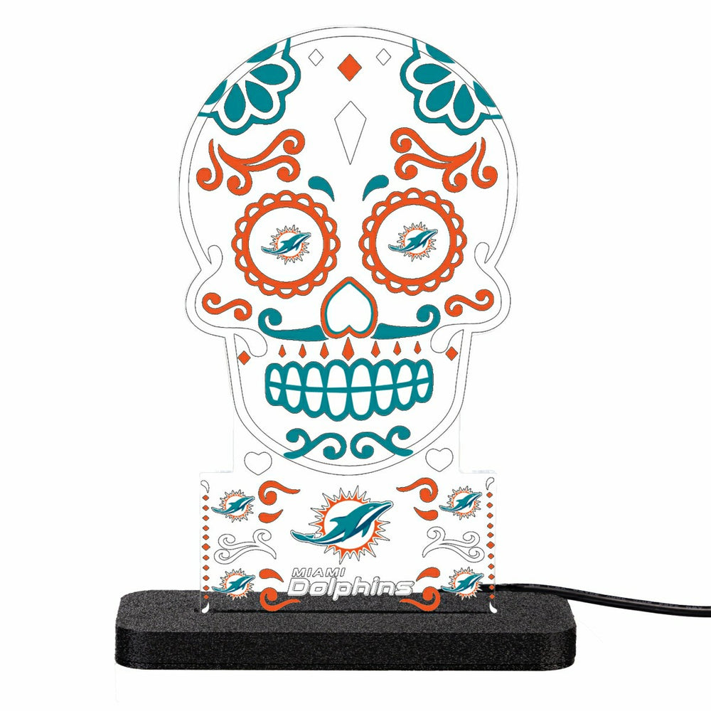 Miami Dolphins NFL Football Sugar Skull Desklite LED Decor