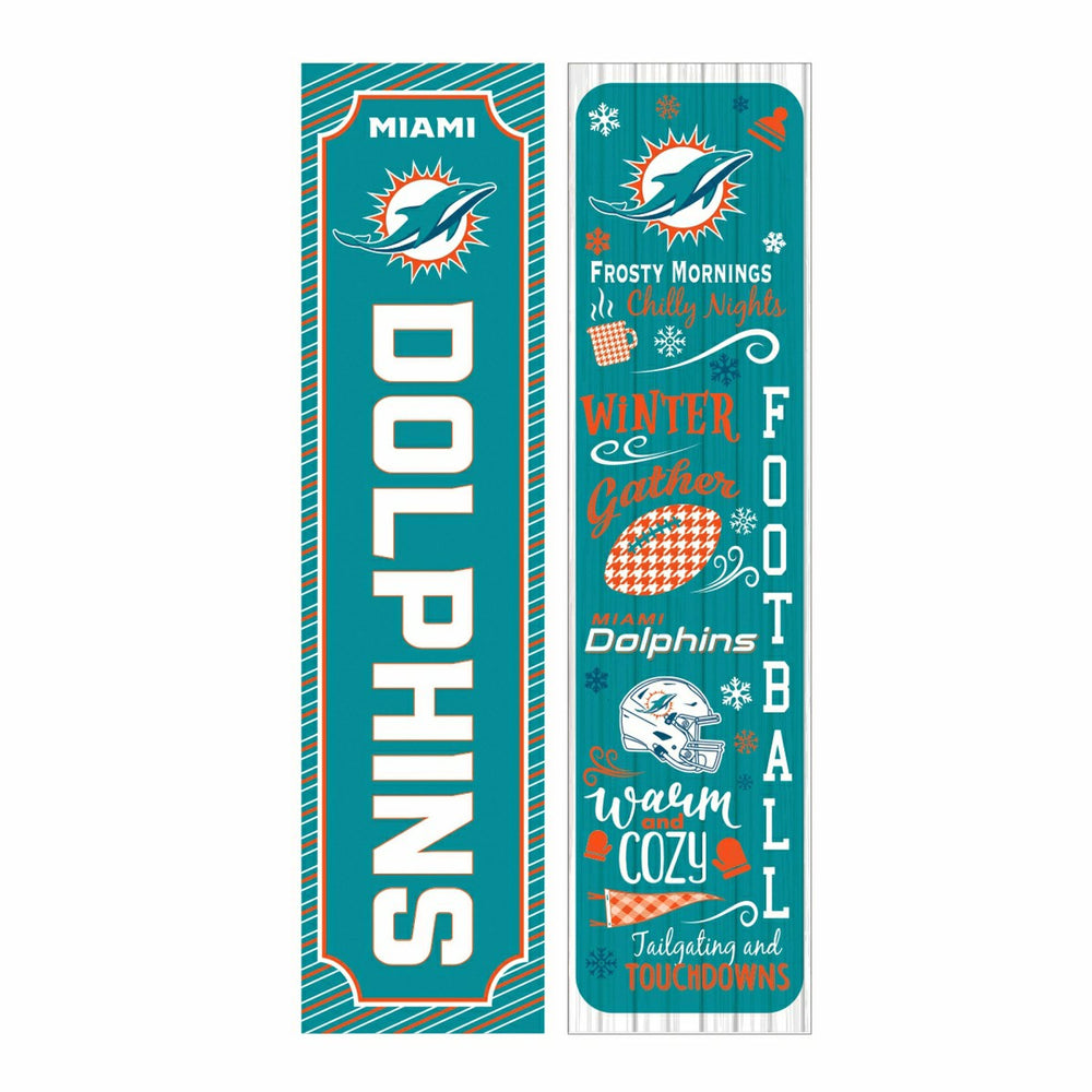46" Double Sided Leaner, Miami Dolphins, Winter Seasonal