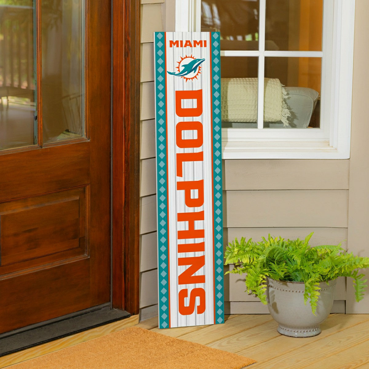 47" Double Sided Leaner, Miami Dolphins, Christmas