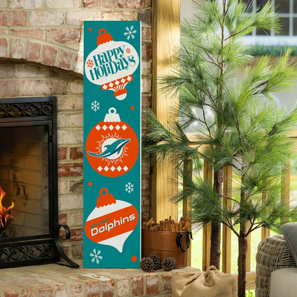 47" Double Sided Leaner, Miami Dolphins, Christmas