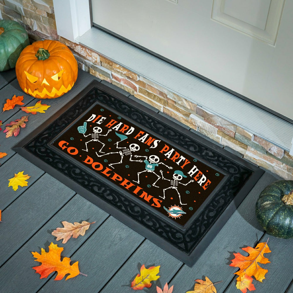 Miami Dolphins Flocked Coir Halloween Sassafras Switch Mat, 22"x10"