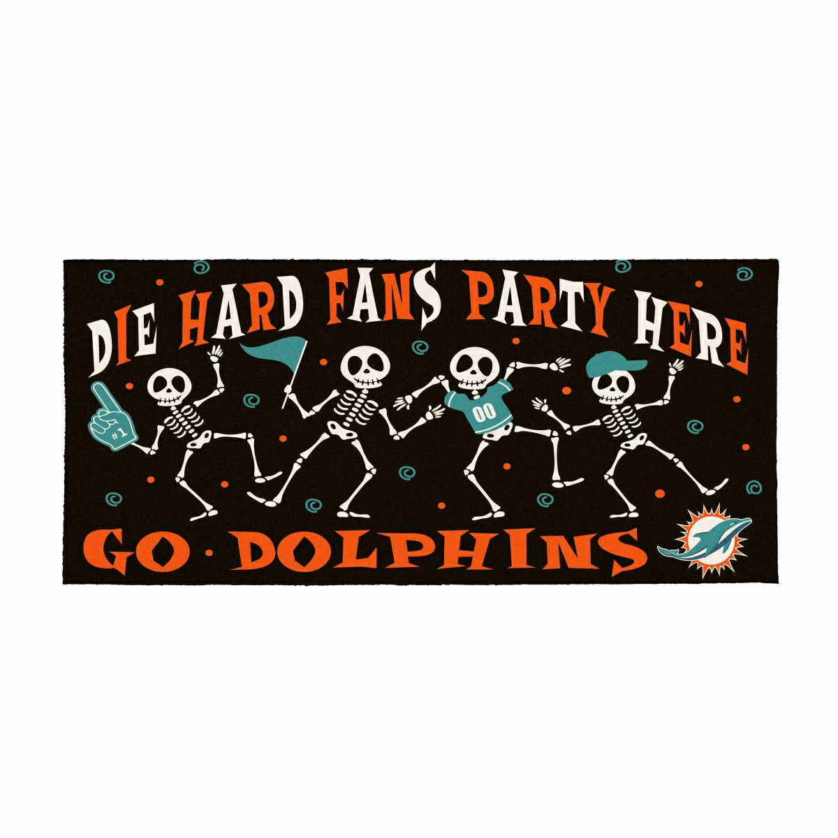Miami Dolphins Flocked Coir Halloween Sassafras Switch Mat, 22"x10"