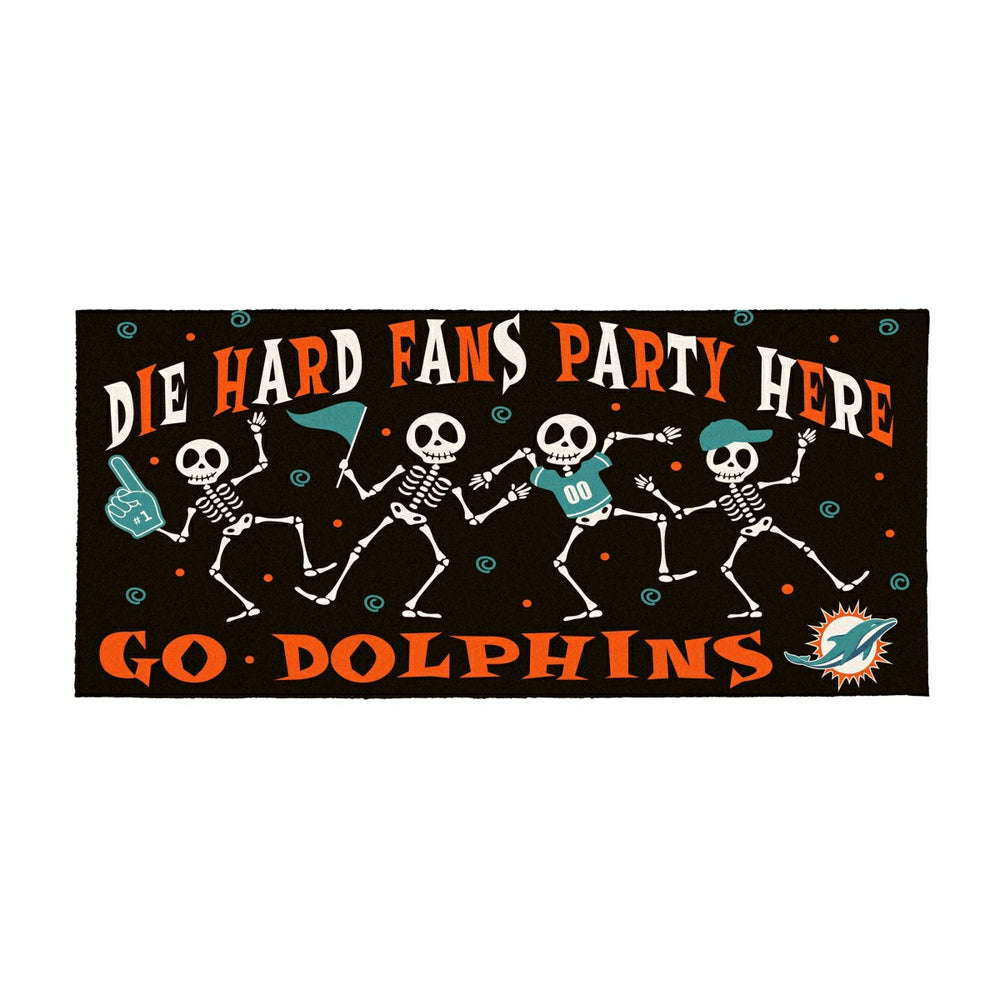 Miami Dolphins Flocked Coir Halloween Sassafras Switch Mat, 22"x10"