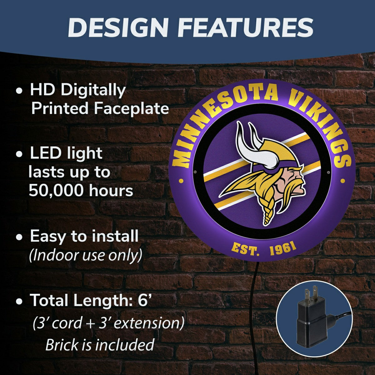 Minnesota Vikings, Metal Lite, Round