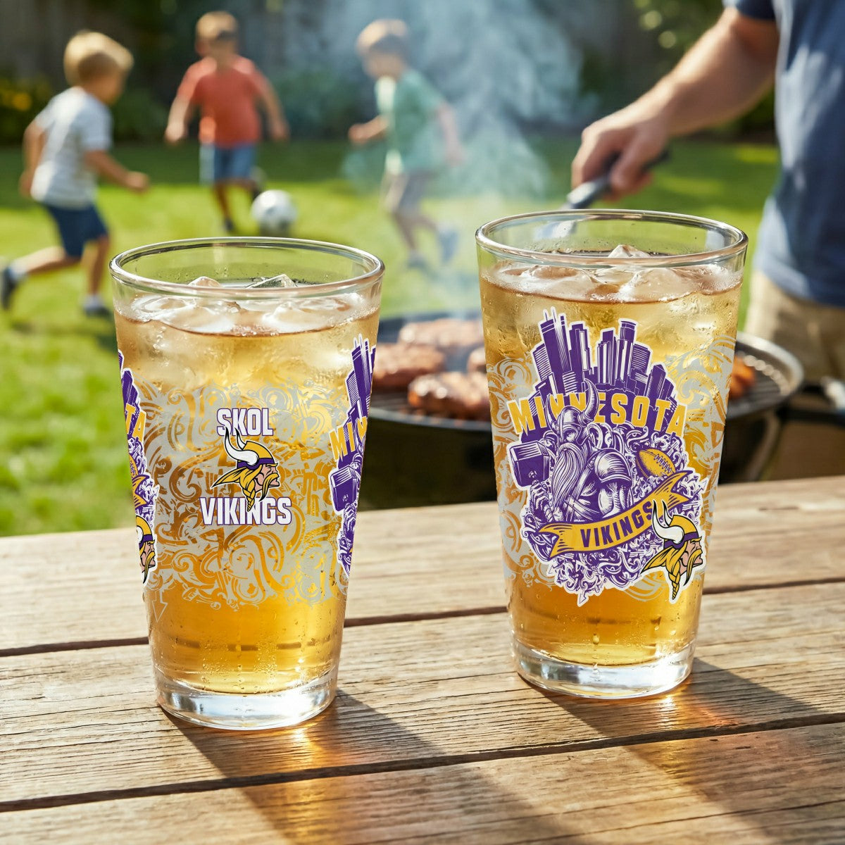 Minnesota Vikings 16oz Glass pint, Set of 2