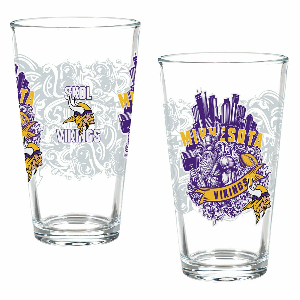 Minnesota Vikings 16oz Glass pint, Set of 2
