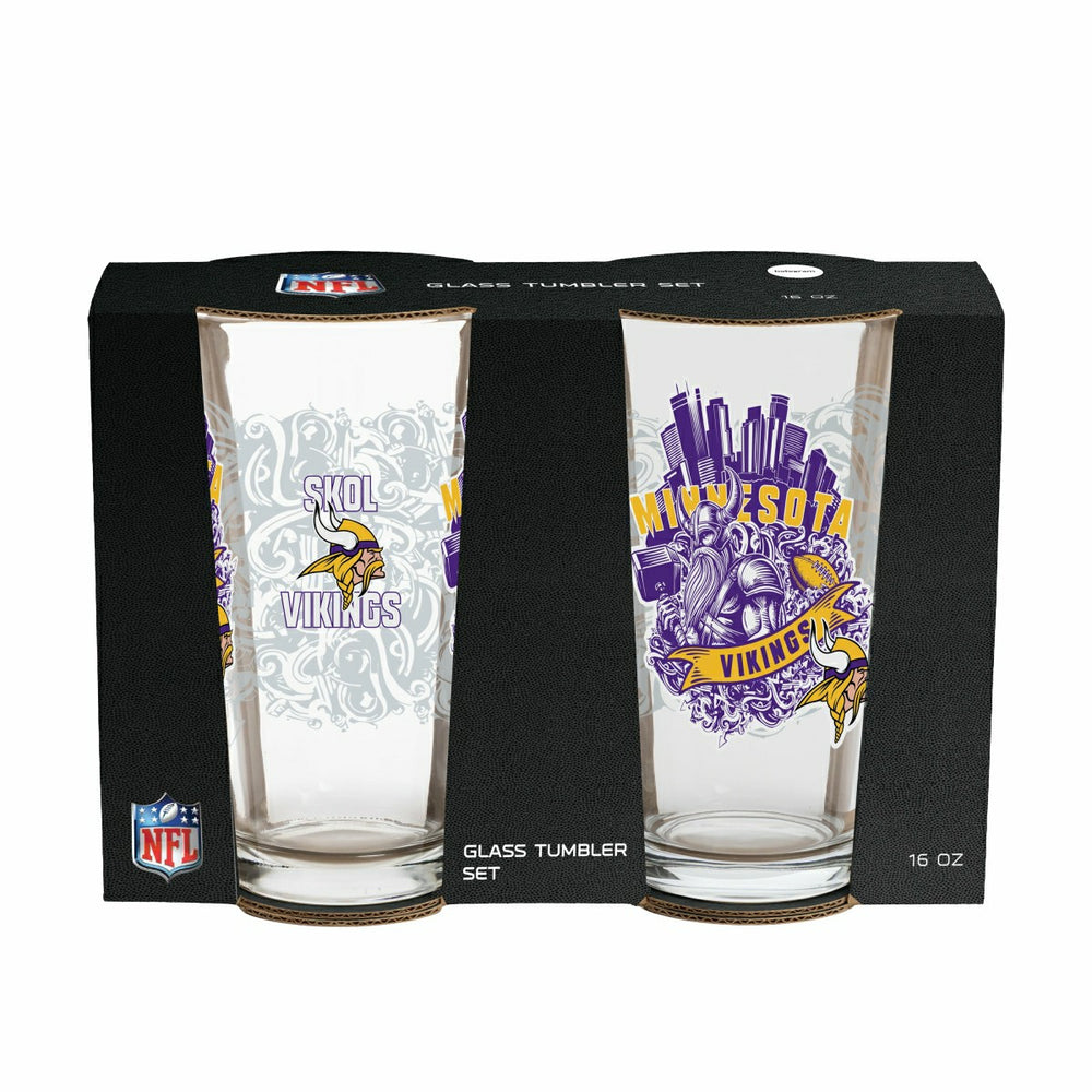 Minnesota Vikings 16oz Glass pint, Set of 2