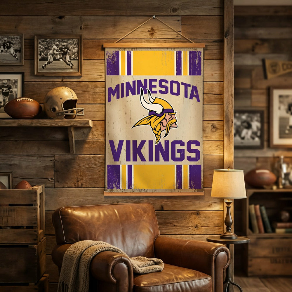 Minnesota Vikings, Canvas Wall Tapestry, Medium, 36x24
