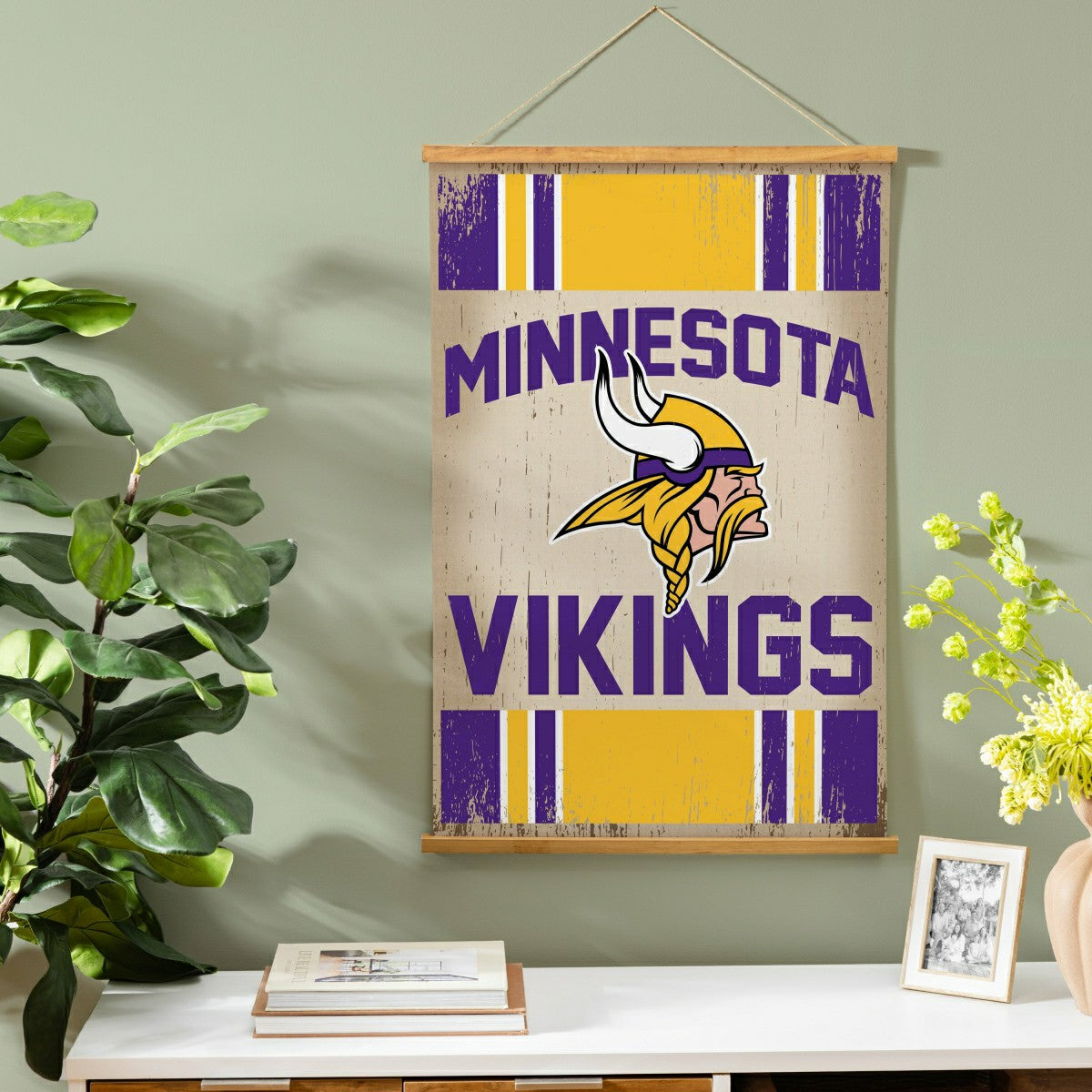 Minnesota Vikings, Canvas Wall Tapestry, Medium, 36x24