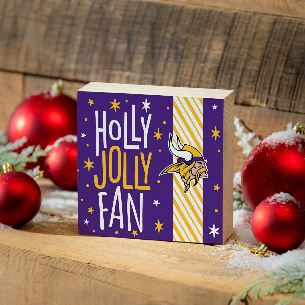 Minnesota Vikings Block, Holiday, 6x6