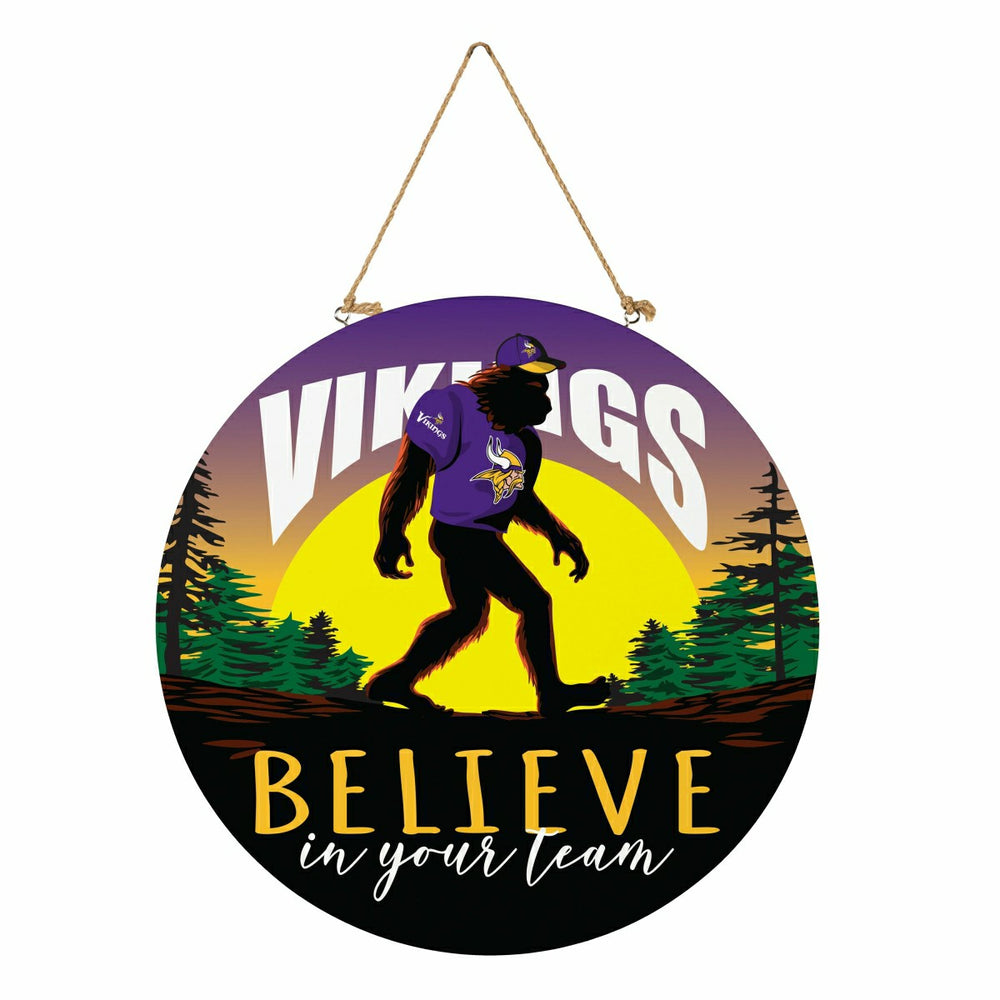 Minnesota Vikings Bigfoot Round Door Décor with Hanging Rope, 18x18