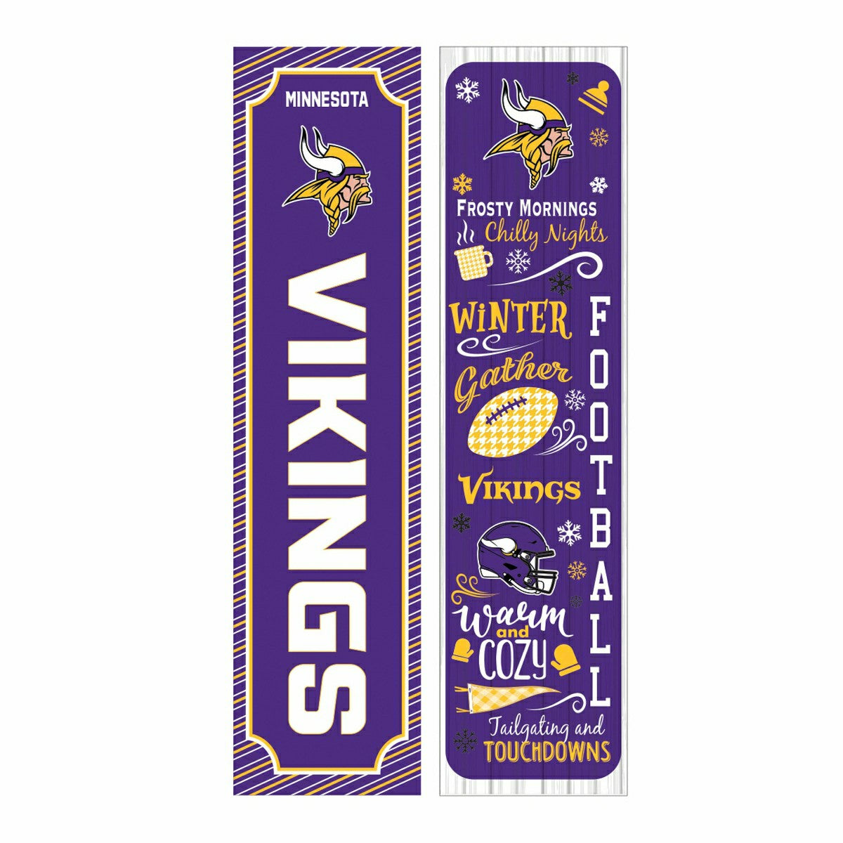 46" Double Sided Leaner, Minnesota Vikings, Winter Seasonal
