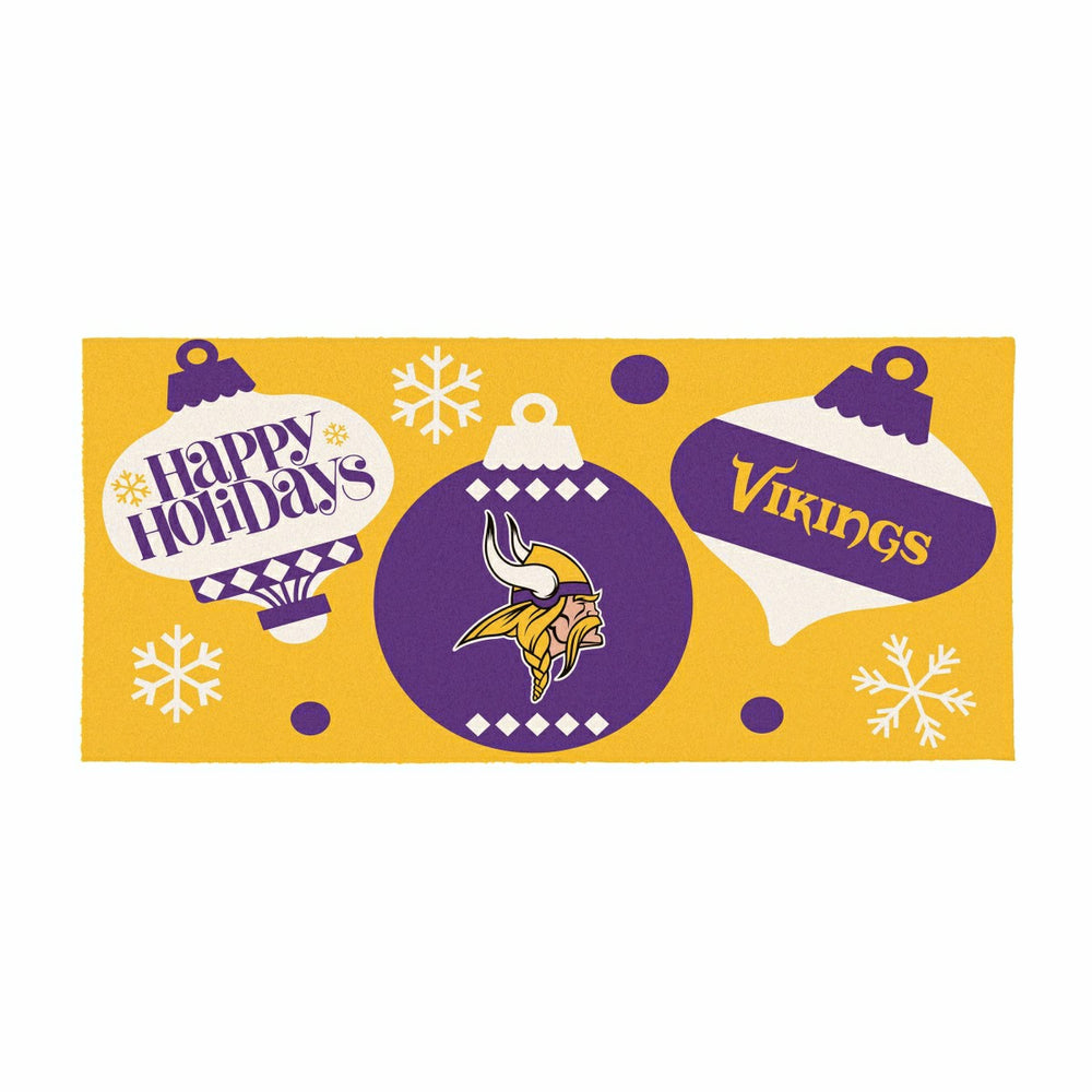 Minnesota Vikings Holiday Flocked Coir Sassafras Switch Mat, 22"x10"