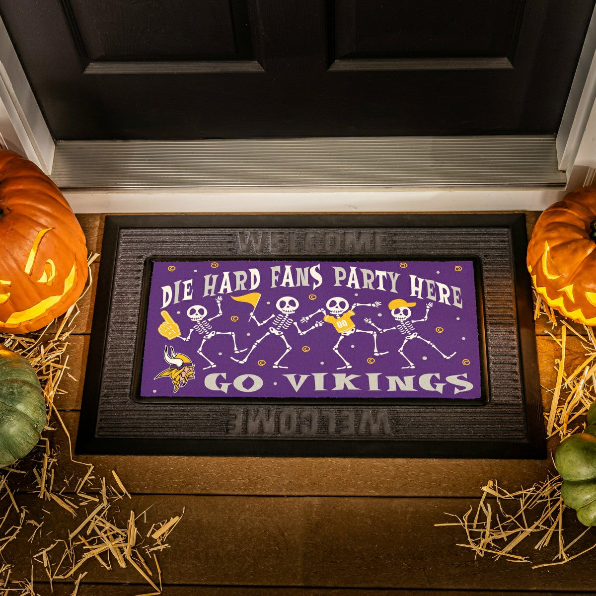 Minnesota Vikings Flocked Coir Halloween Sassafras Switch Mat, 22"x10"