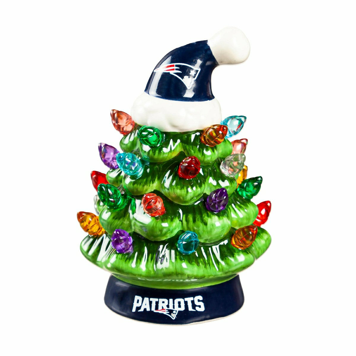 4" Mini LED Tabletop Christmas Tree, Set of 2, New England Patriots
