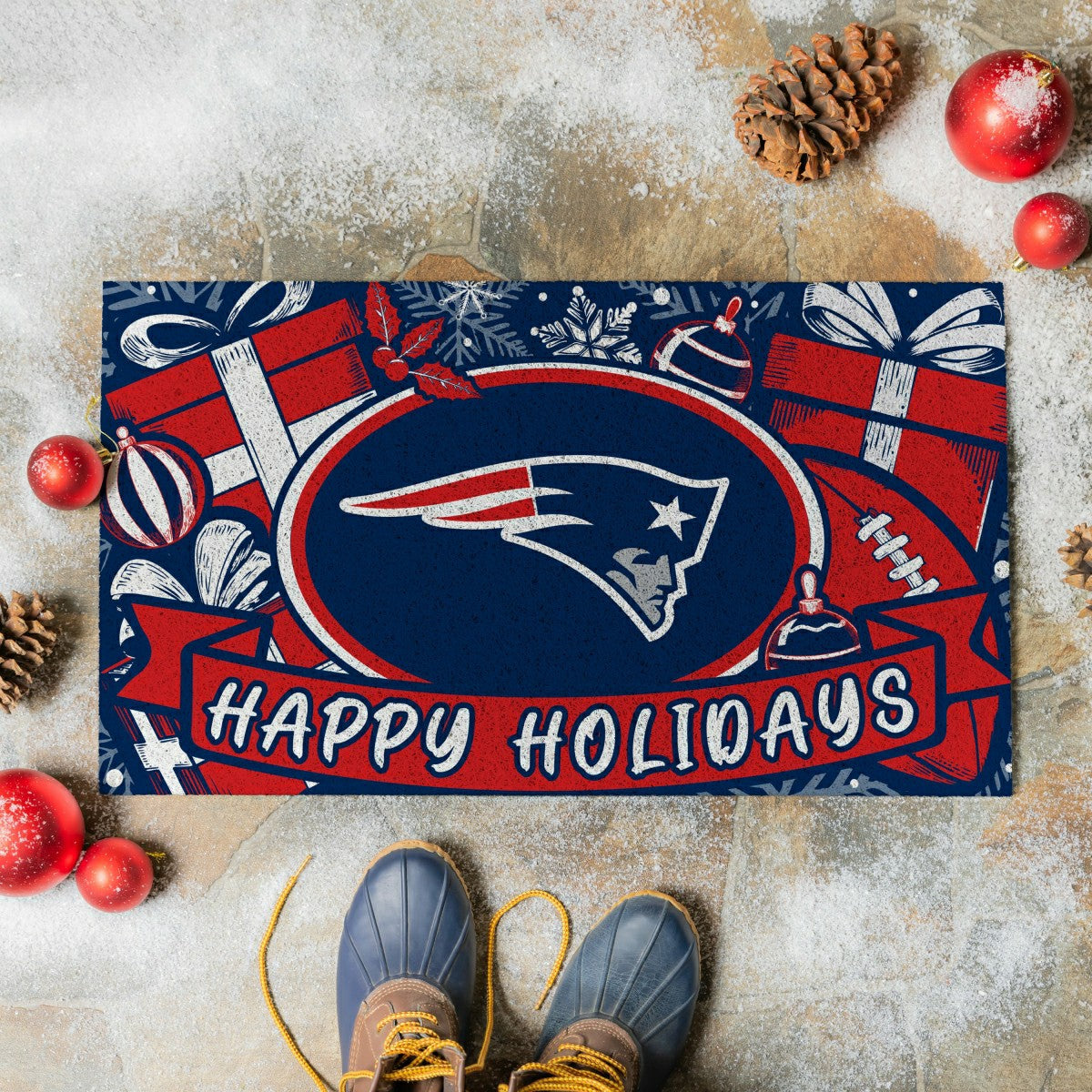 New England Patriots Holiday PVC Mat, 28"x16"