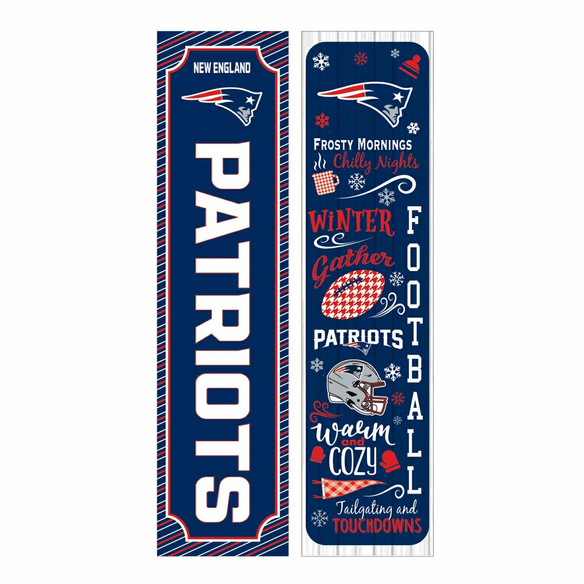 46" Double Sided Leaner, New England Patriots, Winter Seasonal