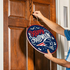 New England Patriots Halloween Round Door Décor with Hanging Rope, 18x