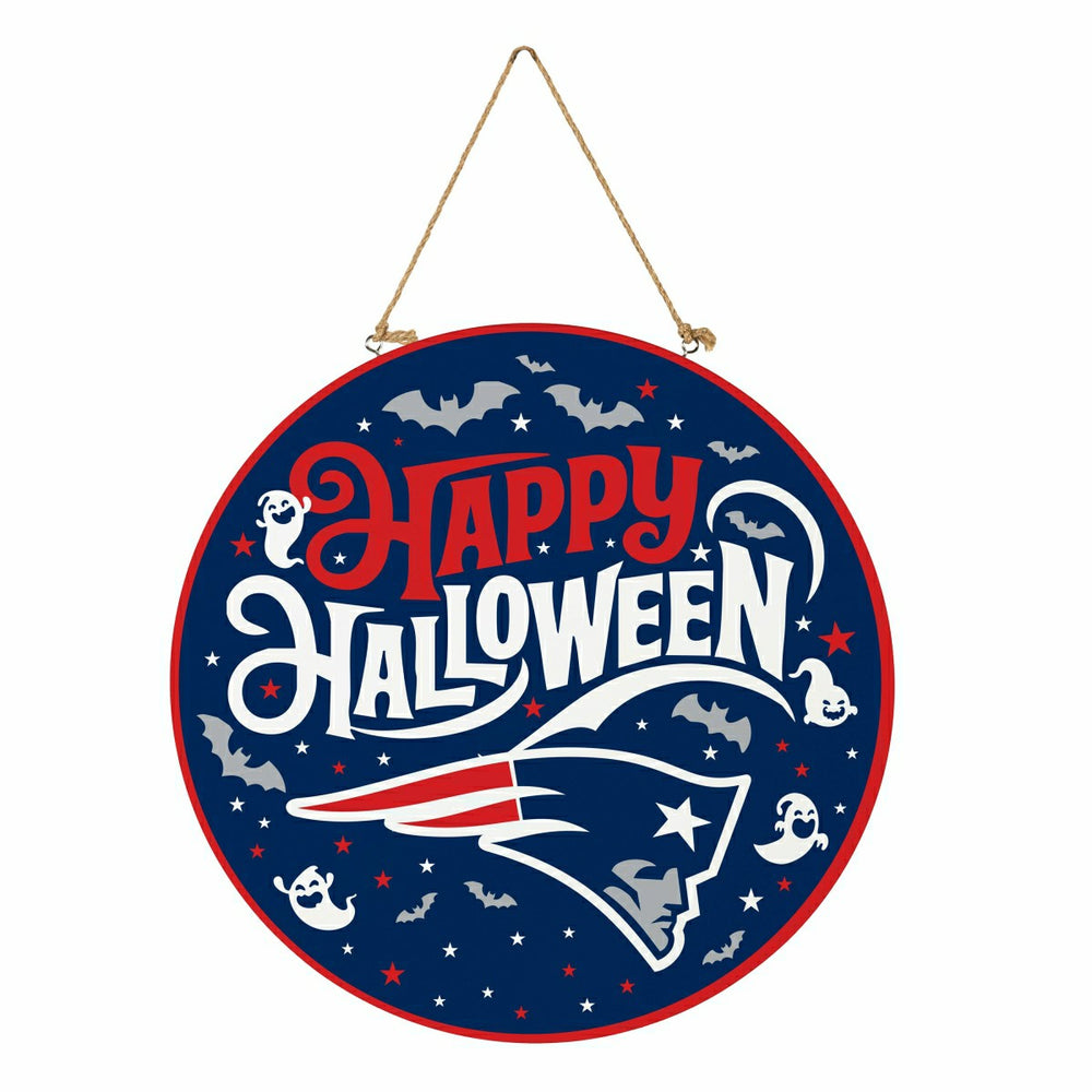 New England Patriots Halloween Round Door Décor with Hanging Rope, 18x