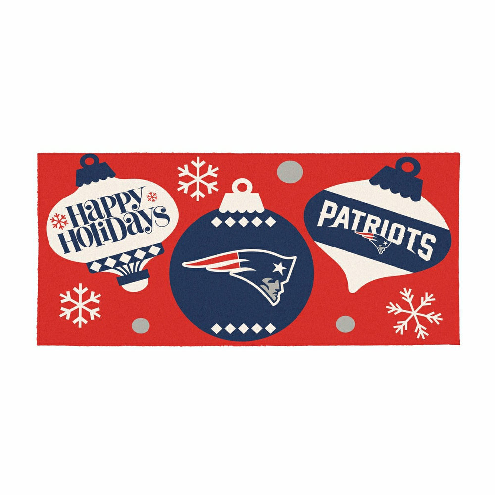 New England Patriots Holiday Flocked Coir Sassafras Switch Mat, 22"x10