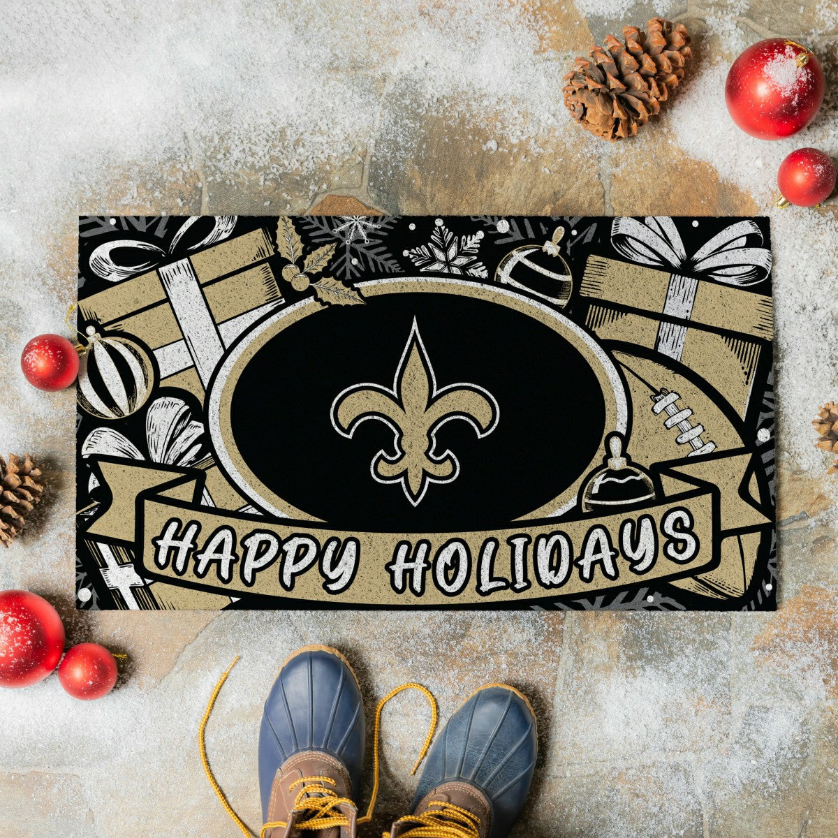 New Orleans Saints Holiday PVC Mat, 28"x16"