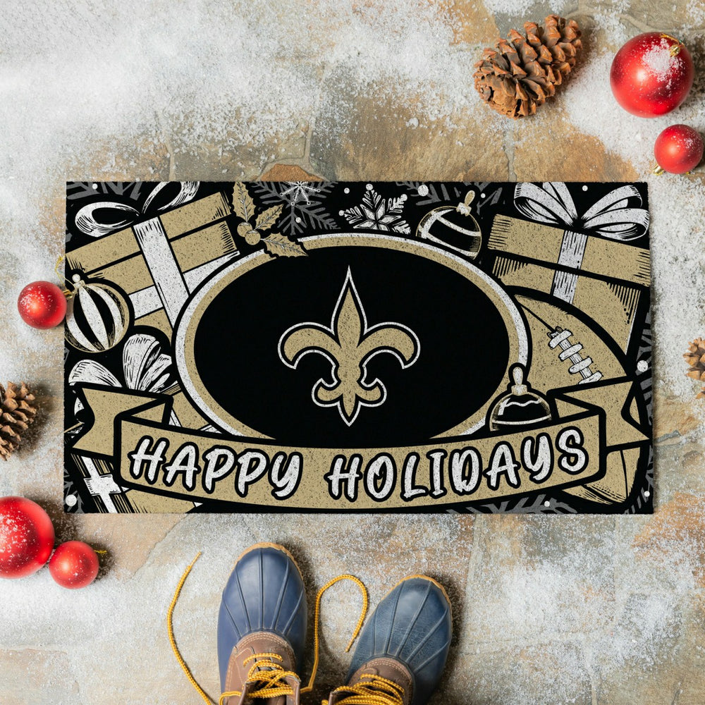 New Orleans Saints Holiday PVC Mat, 28"x16"