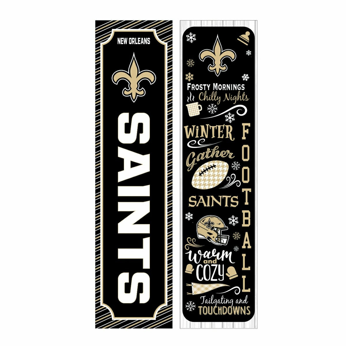 46" Double Sided Leaner, New Orleans Saints, Winter Seasonal