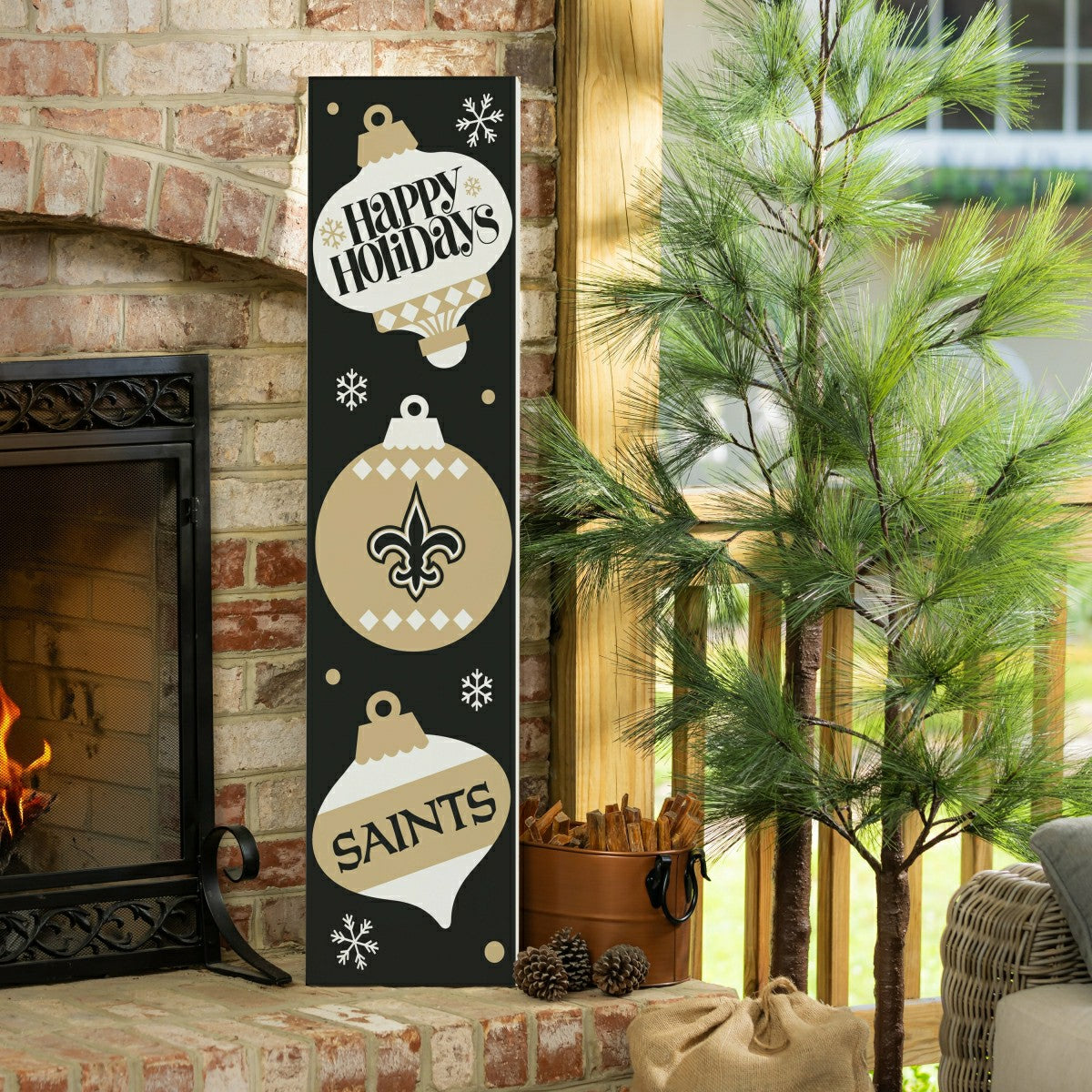 47" Double Sided Leaner, New Orleans Saints, Christmas