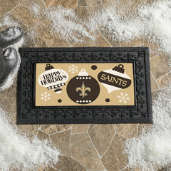 New Orleans Saints Holiday Flocked Coir Sassafras Switch Mat, 22"x10"