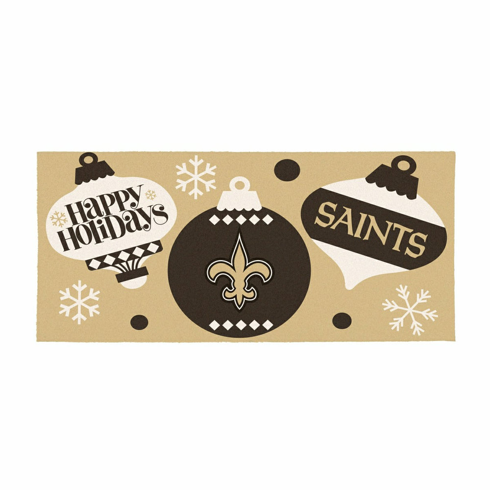 New Orleans Saints Holiday Flocked Coir Sassafras Switch Mat, 22"x10"