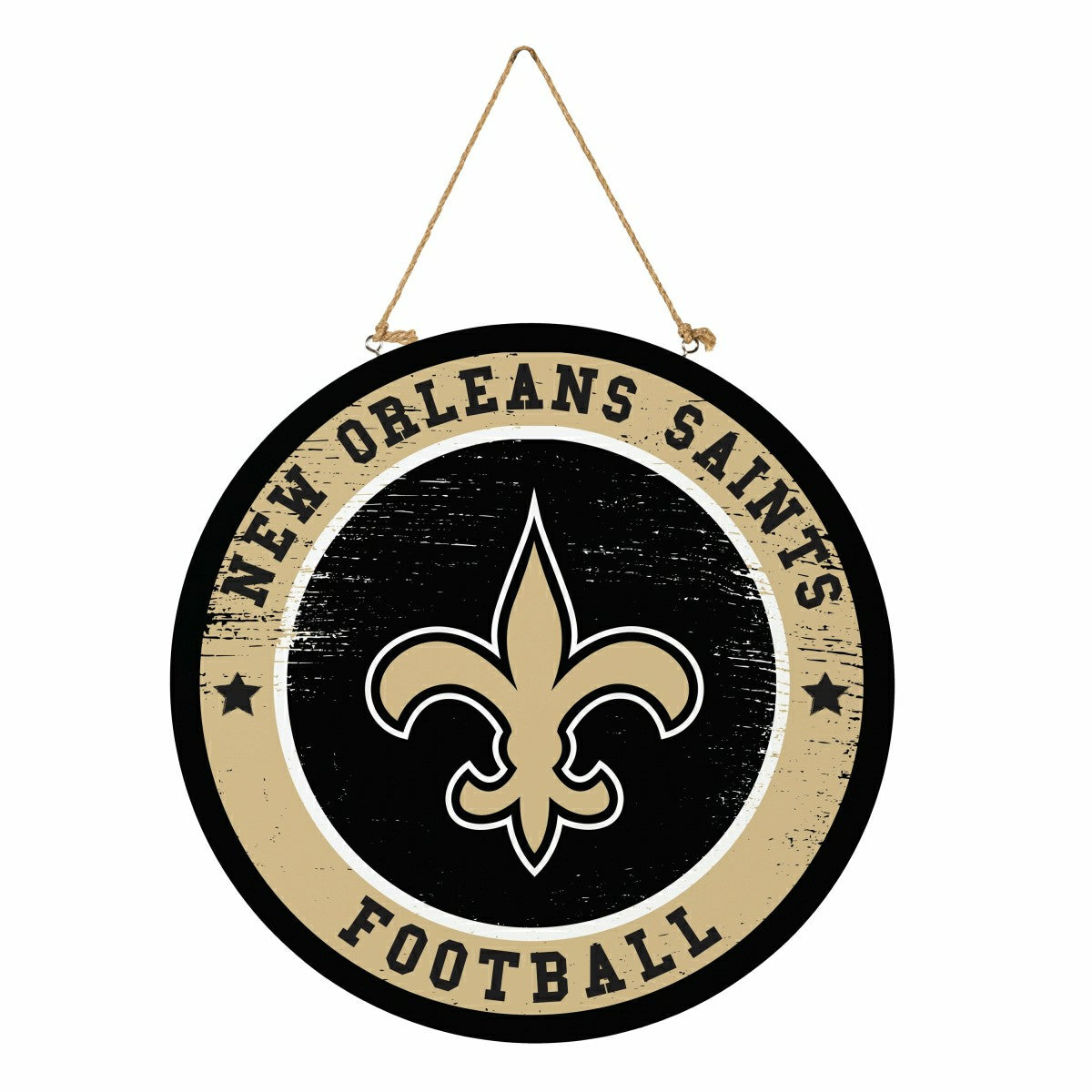 New Orleans Saints Round Door Décor with Hanging Rope, 18x18
