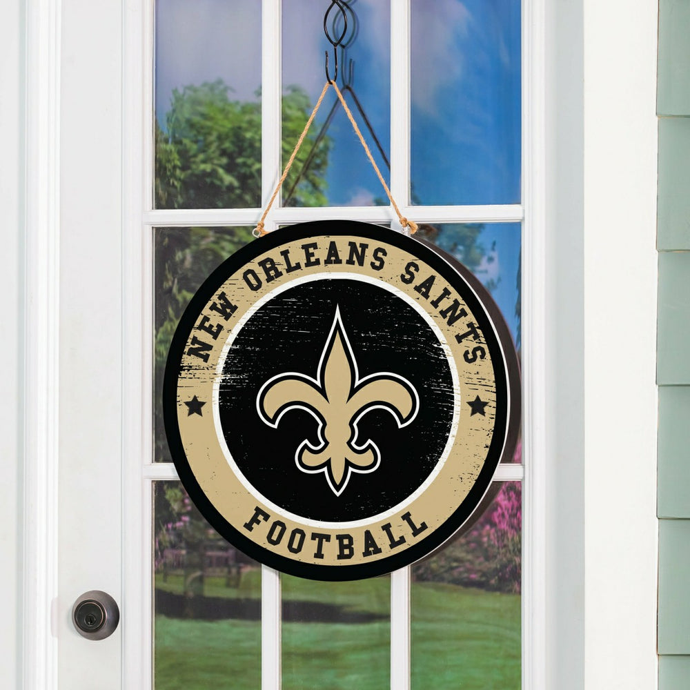 New Orleans Saints Round Door Décor with Hanging Rope, 18x18