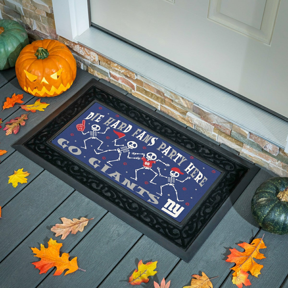 New York Giants Flocked Coir Halloween Sassafras Switch Mat, 22"x10"