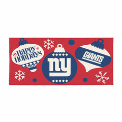 New York Giants Holiday Flocked Coir Sassafras Switch Mat, 22"x10"