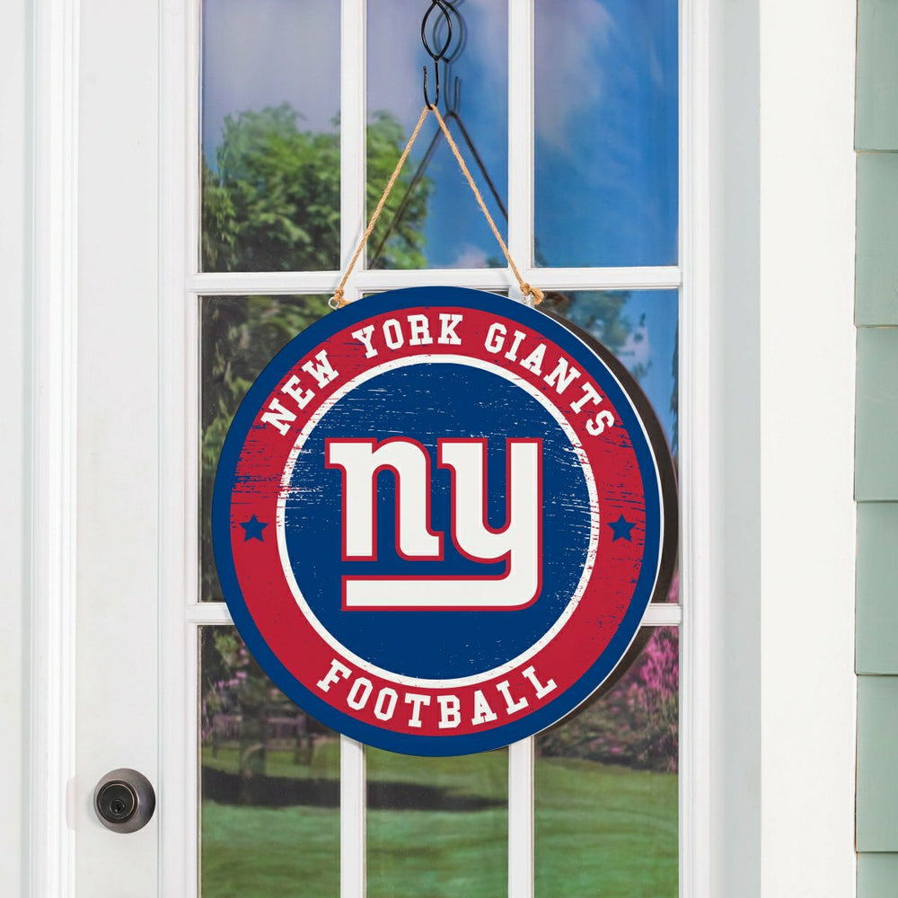 New York Giants Round Door Décor with Hanging Rope, 18x18