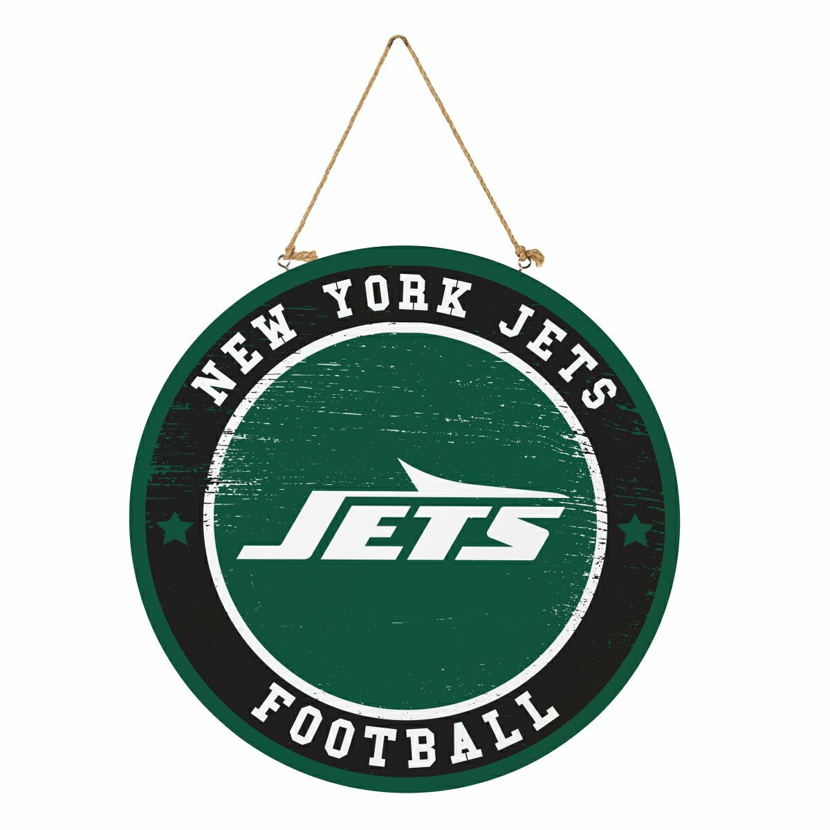 New York Jets Round Door Décor with Hanging Rope, 18x18