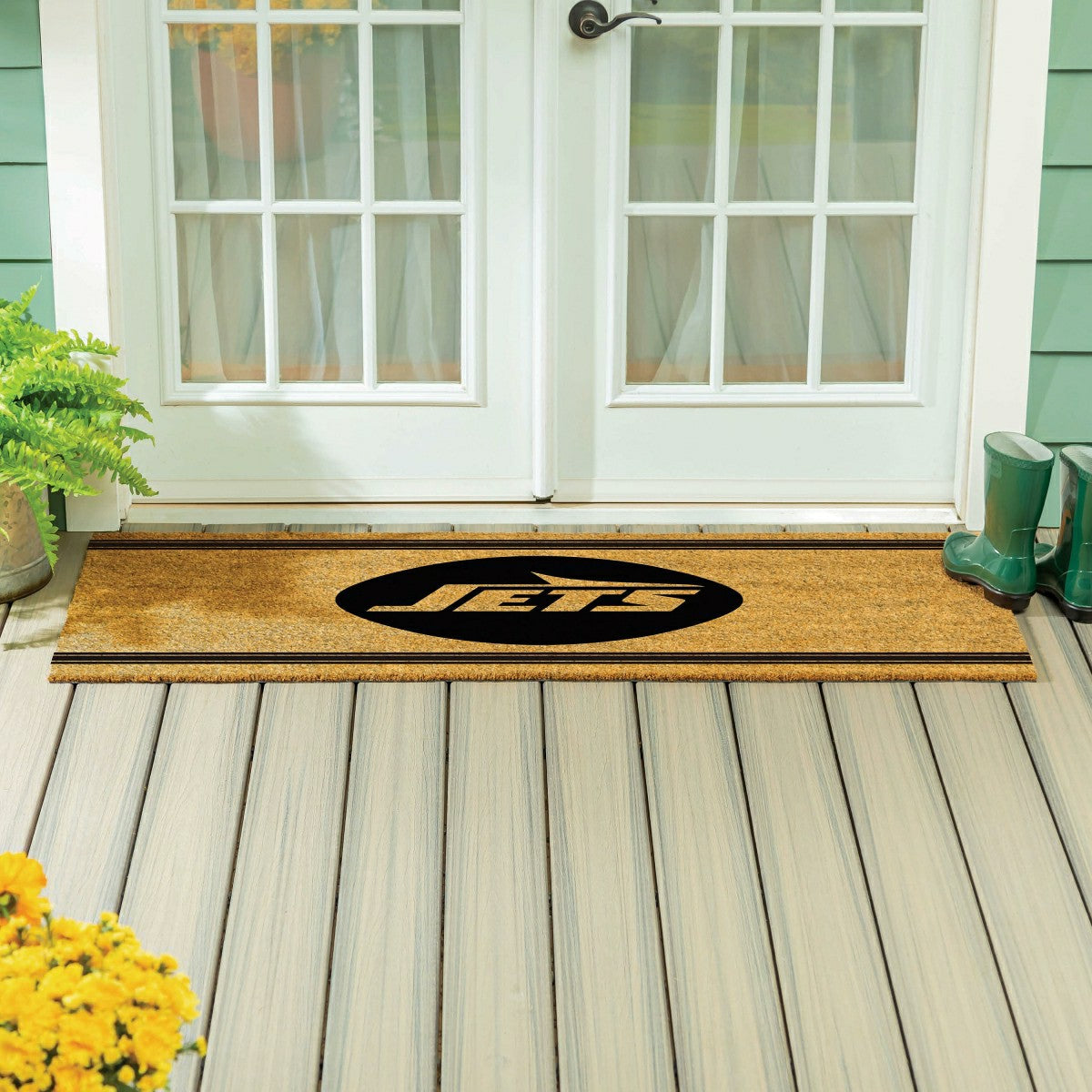 New York Jets Extra Large One Color Coir Mat, 60"x24"