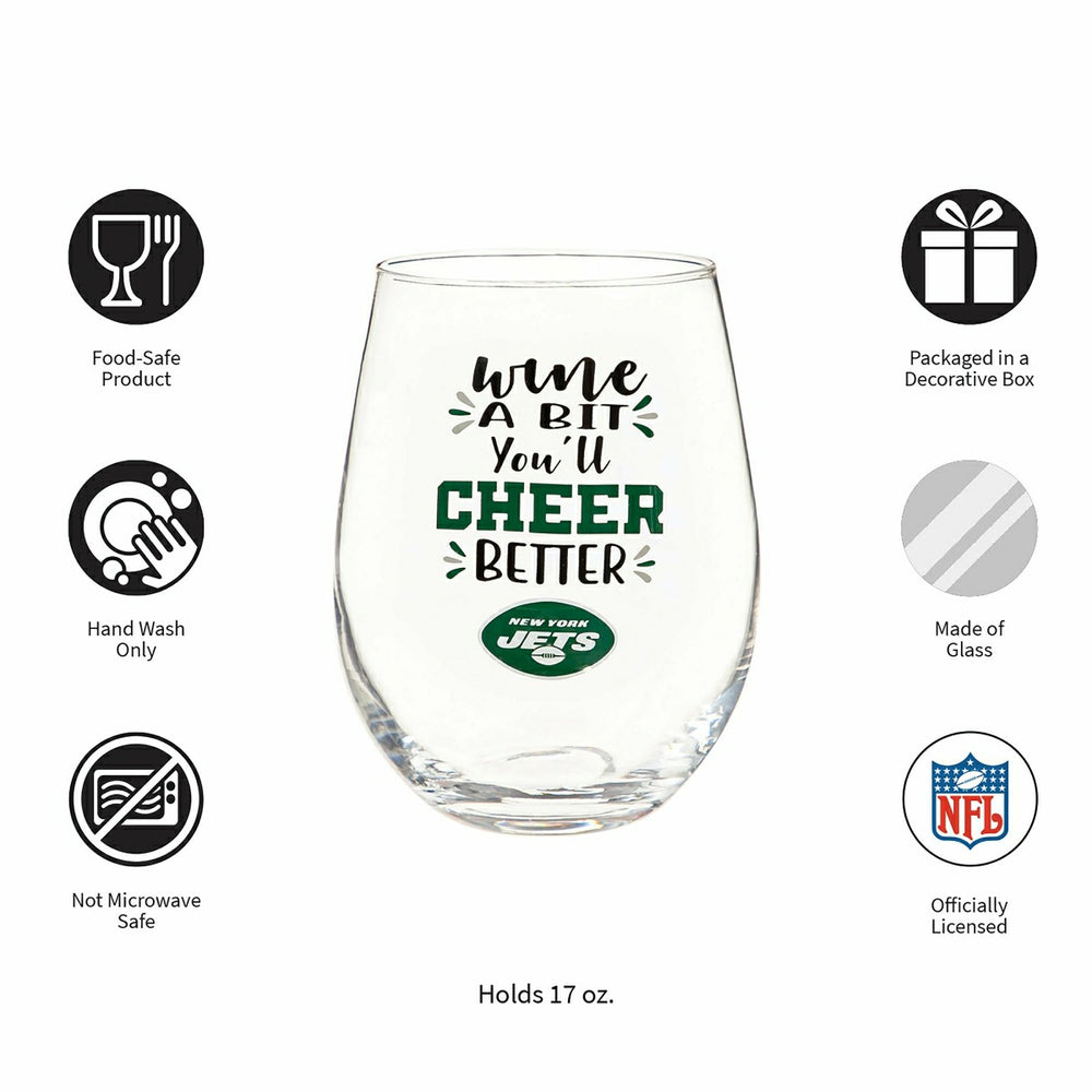 New York Jets, 17oz Boxed Stemless Wine