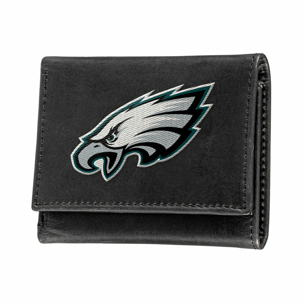 Philadelphia Eagles Black Tri-Fold Embroidered Wallet w/ RFID Blocking