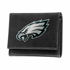 Philadelphia Eagles Black Tri-Fold Embroidered Wallet w/ RFID Blocking