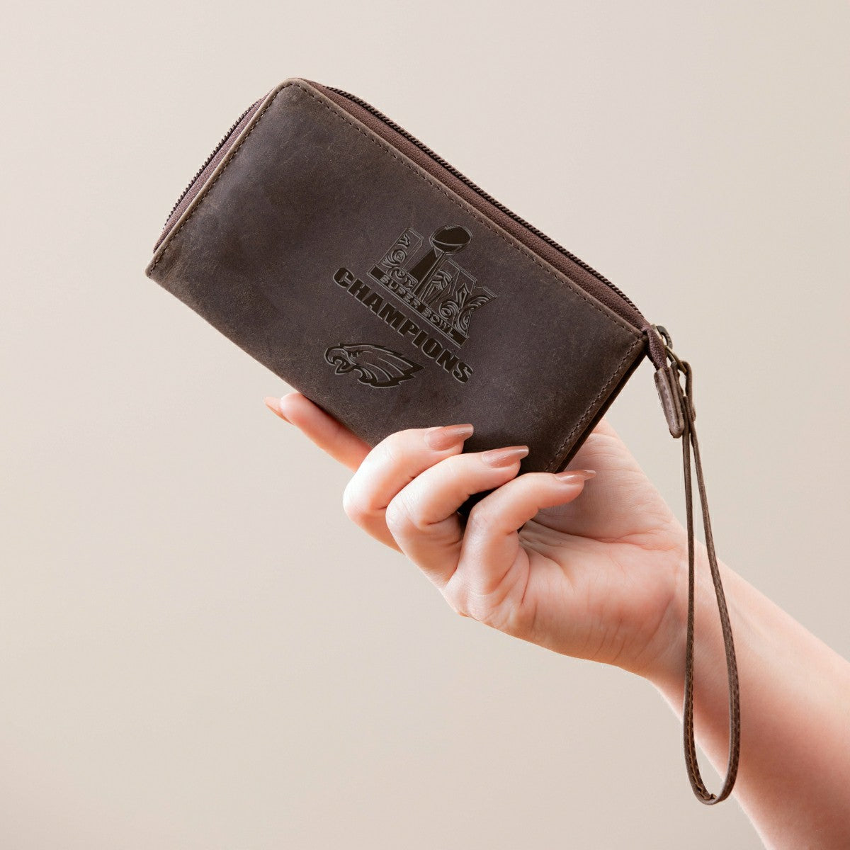Philadelphia Eagles Super Bowl 59 Champions Wristlet Wallet, Brown