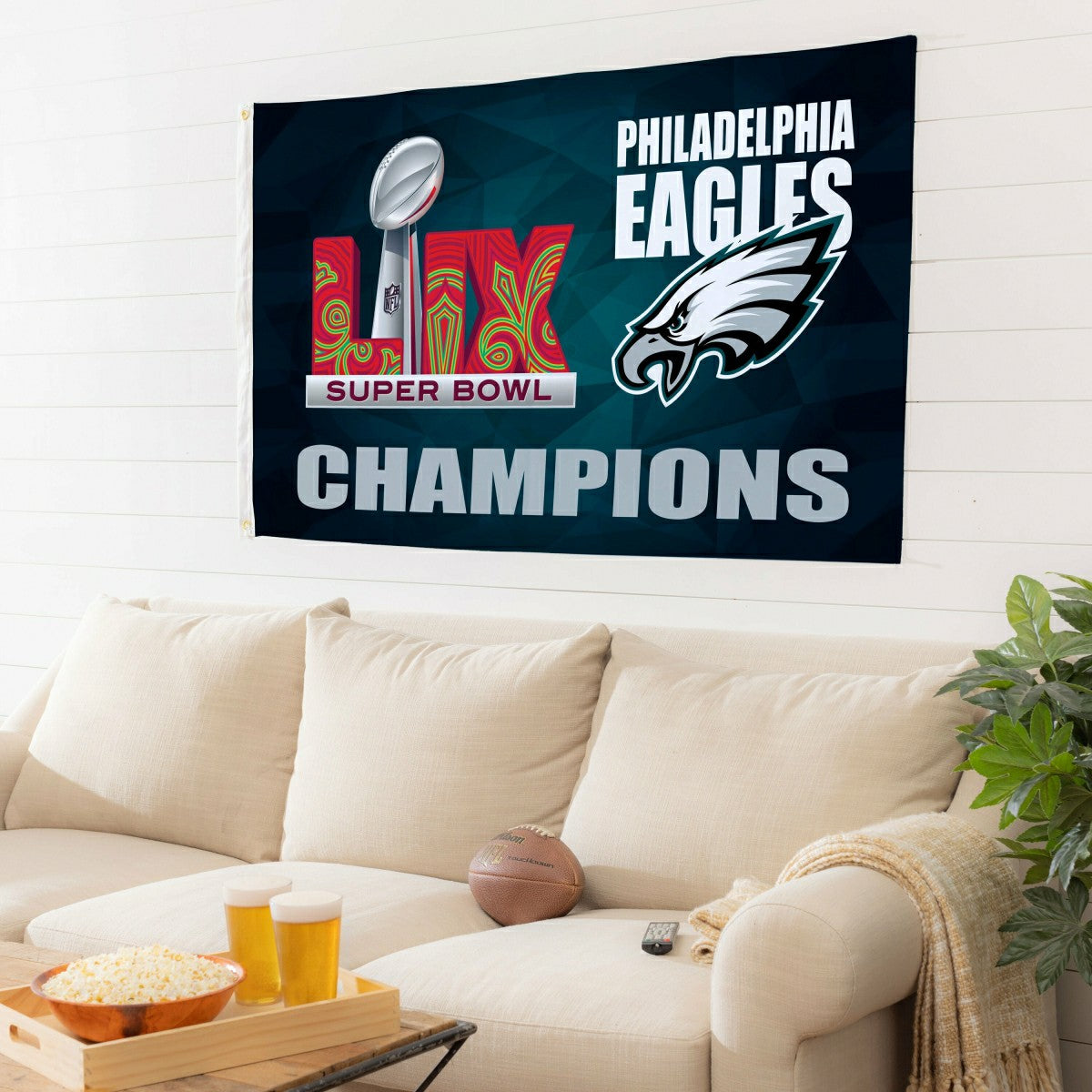 Philadelphia Eagles Super Bowl 59 Champions Single Sided Flag w/ 2 Gro